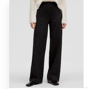 Lululemon black stretch-knit straight-leg
pull-up trousers pants size L $158